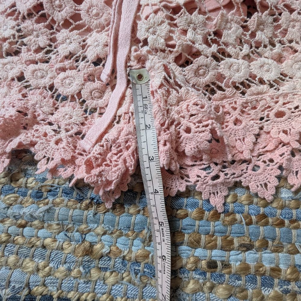 Peachy pink Crochet Lace Shorts M Partially Lined Boho Beachy Summer Casual - Picture 5 of 8
